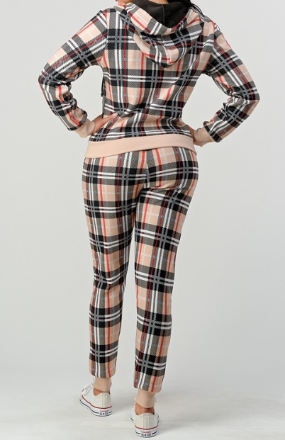 Fleece Sherpa Plaid Sweatsuit Set