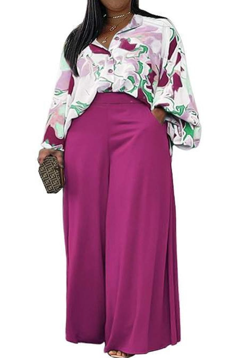 Plus Size 2-Piece Wide Leg Pants Set